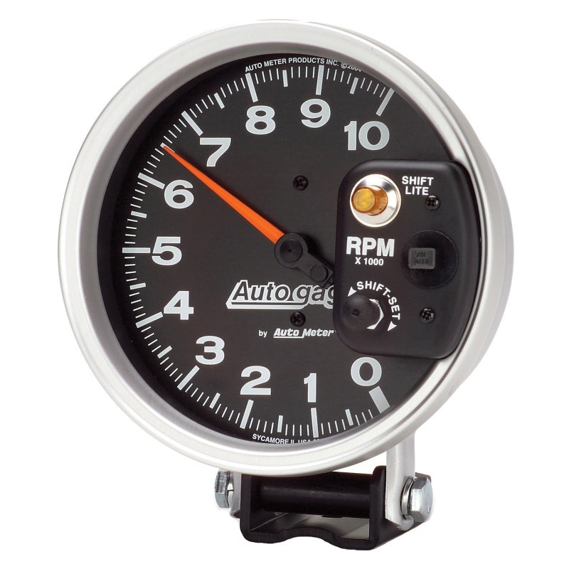 مقياس سرعة الدوران Autometer AutoGage 5 بوصة / 10 آلاف دورة في الدقيقة / مثبت على قاعدة، أسود مع ضوء ناقل الحركة