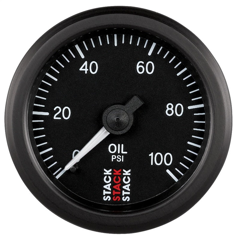 مقياس ضغط الزيت الميكانيكي Autometer Stack مقاس 52 مم 0-100 رطل لكل بوصة مربعة 1/8 بوصة NPTF (M) - أسود