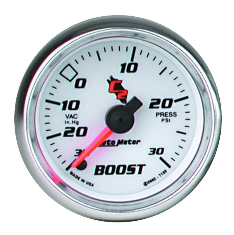 مقياس التعزيز/الفراغ الإلكتروني Autometer C2 مقاس 52 مم و30 رطل/بوصة مربعة