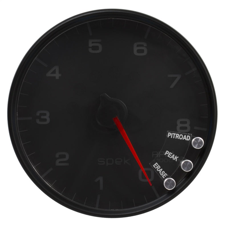 مقياس سرعة الدوران Autometer Spek-Pro مقاس 5 بوصات و8 آلاف دورة في الدقيقة مع ضوء ناقل الحركة وذاكرة الذروة أسود/أسود