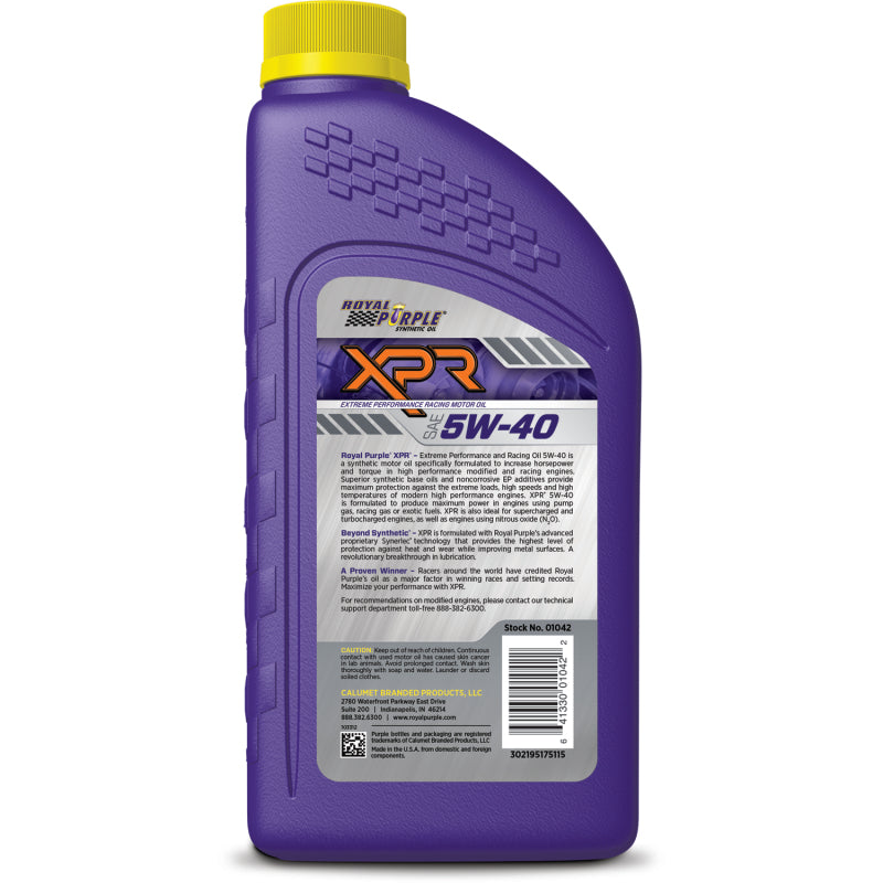 Royal Purple XPR Synthetic Extreme Performance 5W40 Racing Oil - 1 Quart