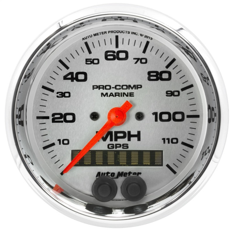 عداد سرعة GPS من Autometer Marine Chrome Ultra-Lite مقاس 3-3/8 بوصة وسرعة 120 ميلاً في الساعة
