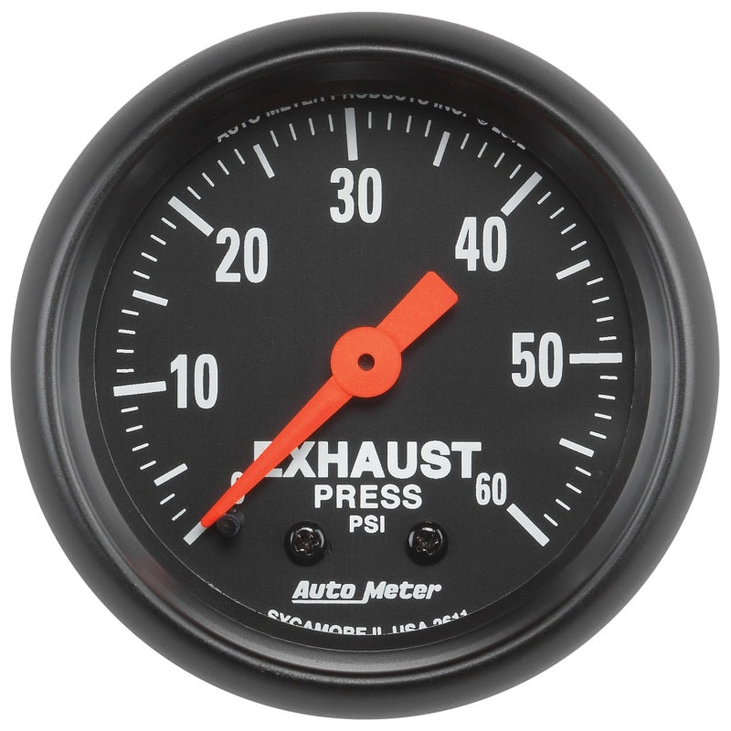 مقياس ضغط غاز العادم الميكانيكي من سلسلة Z من Autometer، مقاس 52 مم، 0-60 رطل/بوصة مربعة