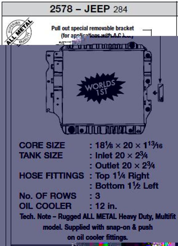 CSF 87-02 Jeep Wrangler 2.5L OEM Plastic Radiator