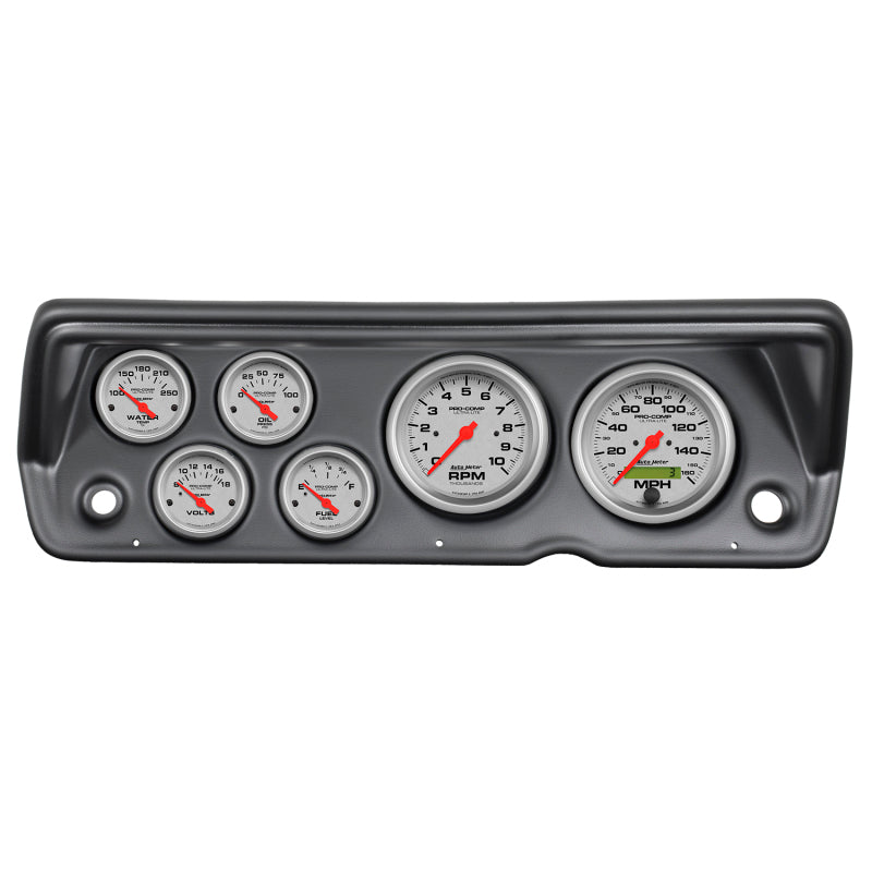 طقم لوحة القيادة Autometer Ultra-Lite 70-76 Duster/ Demon/ Dart، 6 قطع، عداد سرعة الدوران/ الأميال في الساعة/ الوقود/ الزيت/ عداد المسافات/ الفولت