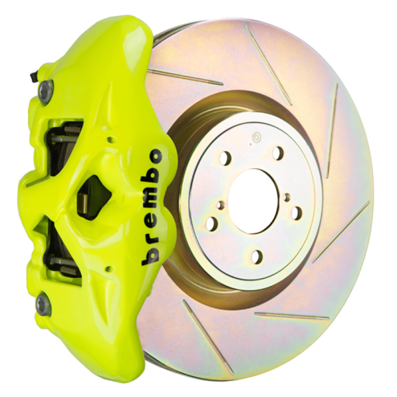 بريمبو 02-07 إمبريزا/WRX/08-14 WRX Fr GT BBK 4Pist Cast 326 x30 1pc Rotor Slot Type1-Fluo, أصفر