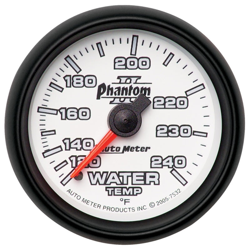 مقياس درجة حرارة الماء الميكانيكي Autometer Phantom II مقاس 2-1/16 بوصة، 120-240 درجة فهرنهايت