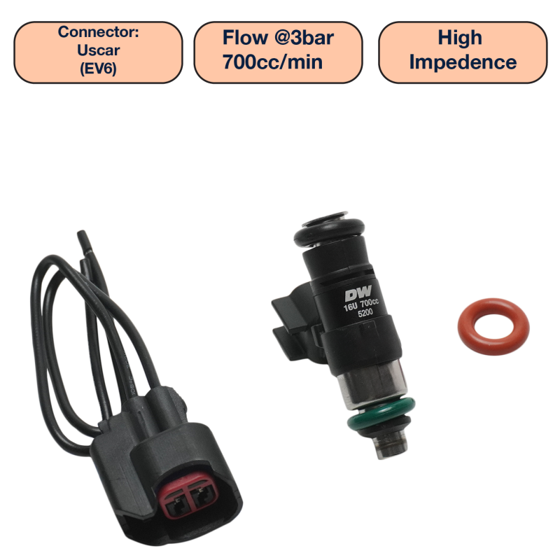 DeatschWerks Universal 700cc Single Fuel Injector / 34mm Length / 14mm O-Ring Seals