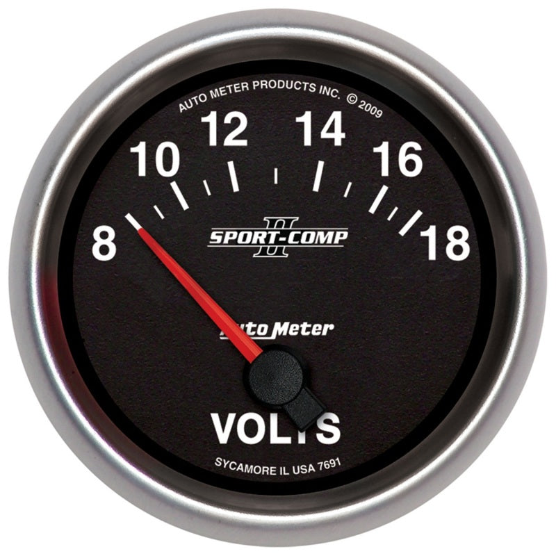 مقياس الفولتميتر الكهربائي Autometer Sport-Comp II مقاس 2-5/8 بوصة 18 فولت