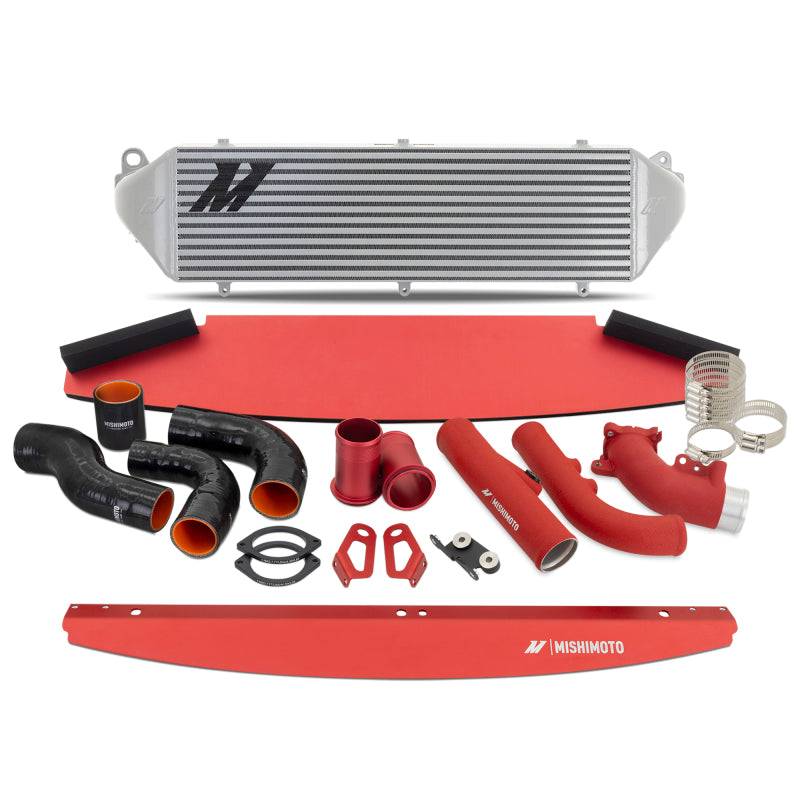 Mishimoto 2023+ Toyota GR Corolla Intercooler & Pipe Kit - Silver Cooler - Red Pipes