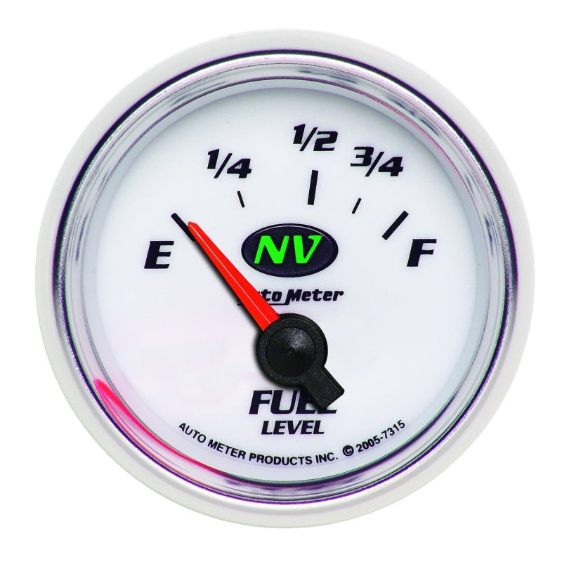 مقياس مستوى الوقود AutoMeter 2-1/16 بوصة. 73 أوم (e) إلى 10 أوم (f) Elec NV