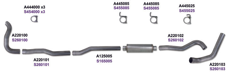 طقم عين الماس 4 بوصة TB MRP SGL SS DDG4X4 89-93 Dodge 5.9L Cummins 2500/3500 بدون كاتم صوت