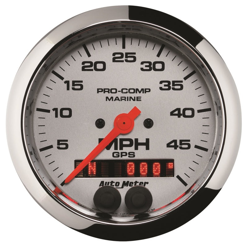 عداد سرعة GPS من Autometer Marine Chrome Ultra-Lite مقاس 3-3/8 بوصة وسرعة 50 ميلاً في الساعة