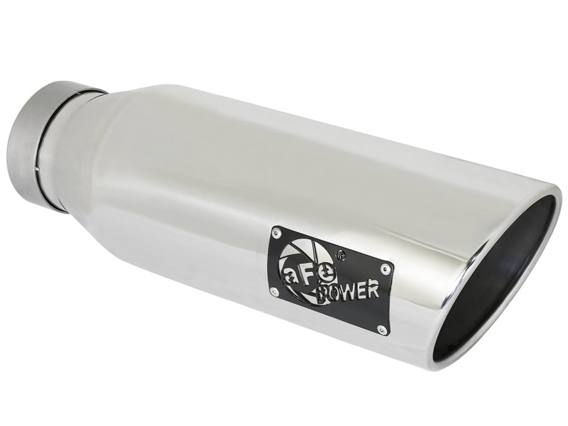 طرف عادم aFe MACH Force-XP 409 SS 4 بوصة للداخل × 6 بوصة للخارج × 18 بوصة للطول، مثبت بمسامير على اليمين