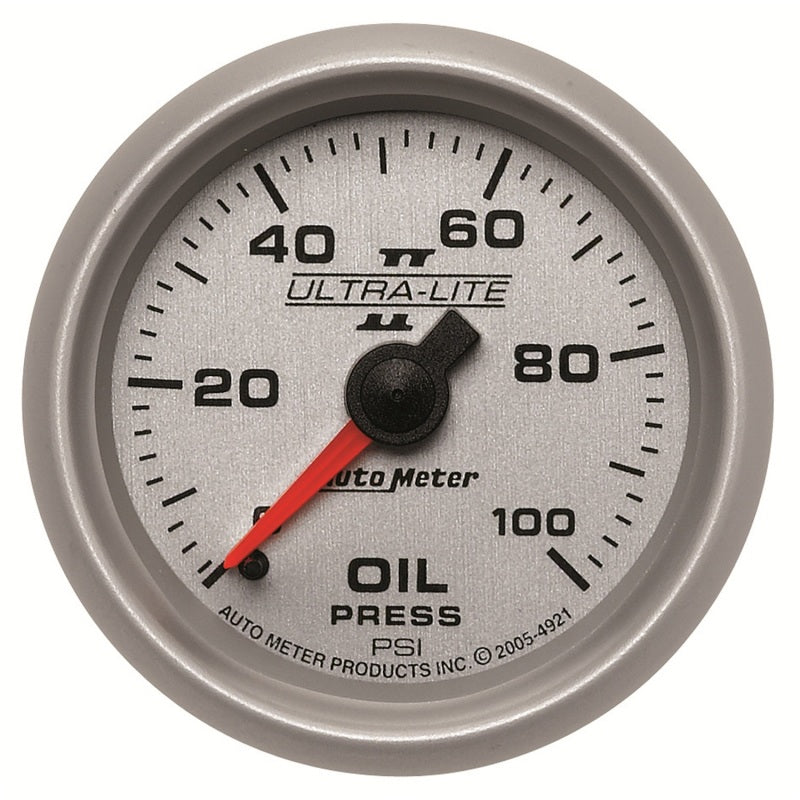 مقياس ضغط الزيت الميكانيكي Autometer Ultra-Lite II مقاس 52 مم 0-100 رطل/بوصة مربعة