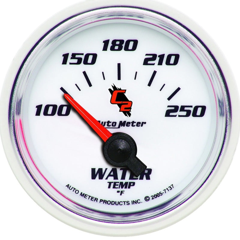 مقياس درجة حرارة الماء الكهربائي Autometer C2 مقاس 2-1/16 بوصة من 100 إلى 250 درجة فهرنهايت