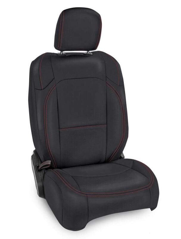 PRP 2018+ Jeep Wrangler JL/2 Door/ Non-Rubicon Front Seat Covers (Pair) - Black w/ Red Stitching