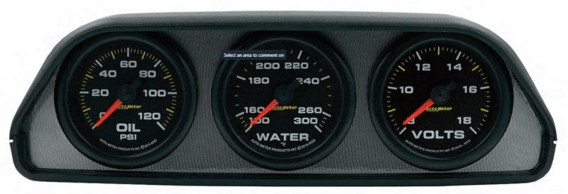 طقم AutoMeter Extreme Environment 3 عدادات مع حامل لوحة القيادة العالمي