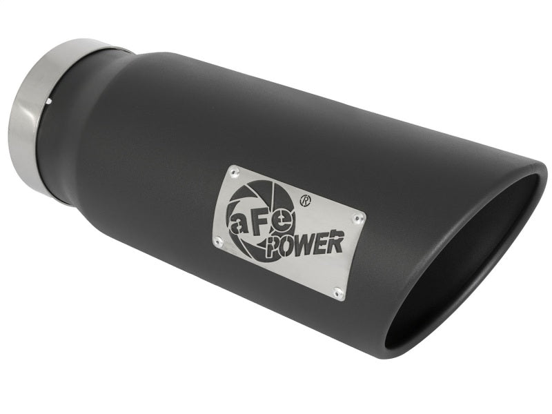 طرف عادم aFe Power MACH Force-Xp مقاس 5 بوصة للداخل × 6 بوصة للخارج × 15 بوصة للطول، مثبت بمسامير 409 SS - أسود
