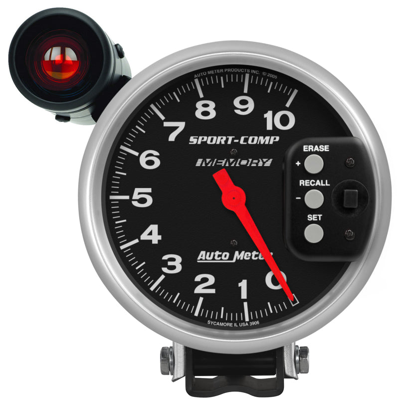 ضوء ناقل الحركة Autometer Sport-Comp مقاس 5 بوصات بسرعة 10 آلاف دورة في الدقيقة مع ذاكرة