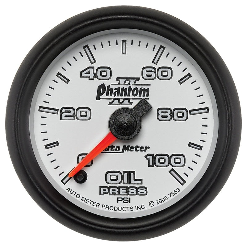 مقياس ضغط الزيت الإلكتروني Autometer Phantom II بقياس 52 مم ودقة كاملة 0-100 رطل/بوصة مربعة