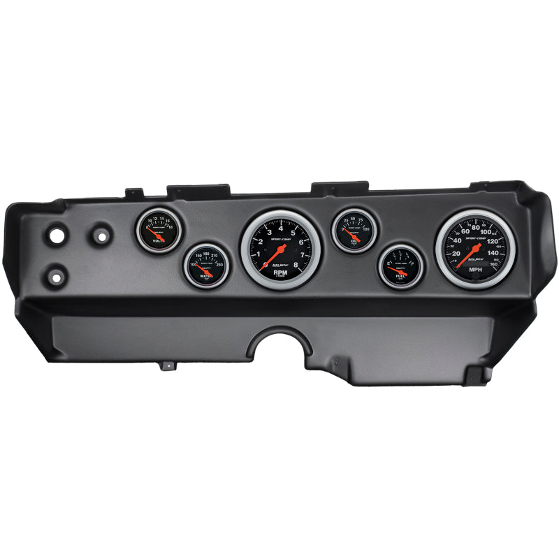 طقم لوحة القيادة Autometer Sport-Comp 70-74 E-Body/Cuda/Challenger، 6 قطع، عداد دورات المحرك/ميل في الساعة/وقود/زيت/WTMP/فولت