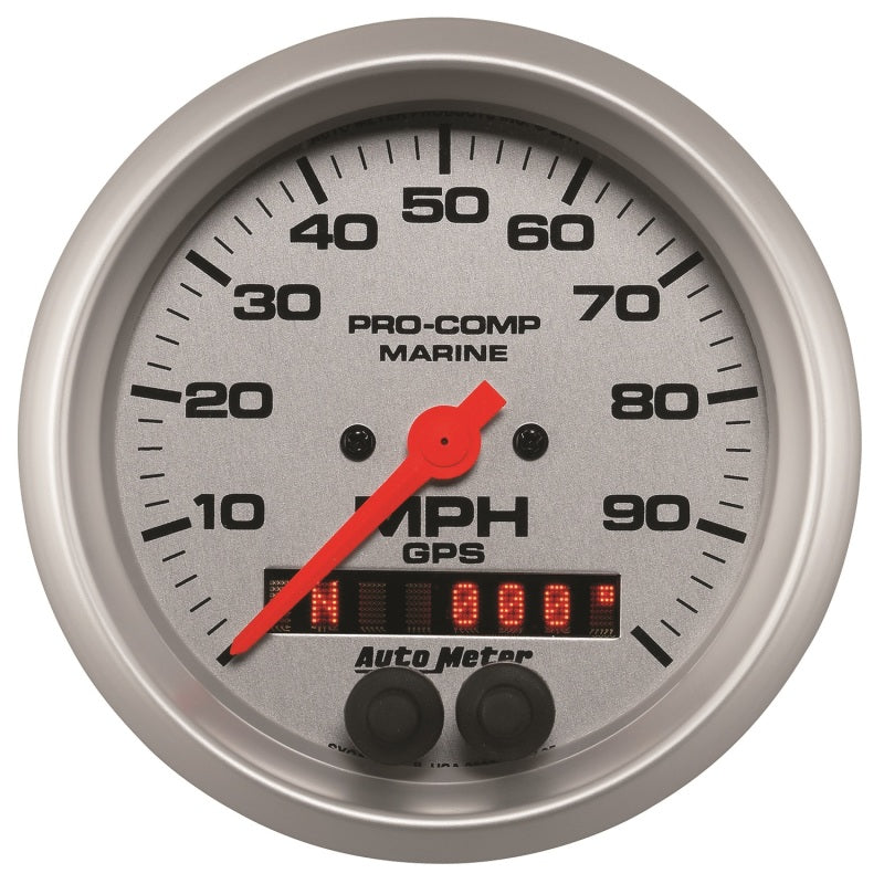 عداد سرعة Autometer Marine Silver مقاس 3-3/8 بوصة 100 ميل في الساعة GPS