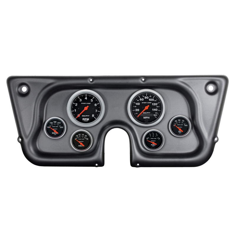 طقم لوحة القيادة Autometer Sport-Comp 67-72 Chevy Truck C/K/K5/Suburban، 6 قطع، عداد دورات المحرك/ميل في الساعة/وقود/زيت/درجة حرارة التشغيل/فولت