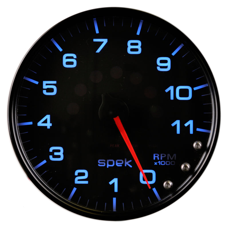 مقياس سرعة الدوران Autometer Spek-Pro، 5 بوصات، 11 ألف دورة في الدقيقة، مع ضوء ناقل الحركة وذاكرة الذروة، أسود/أسود