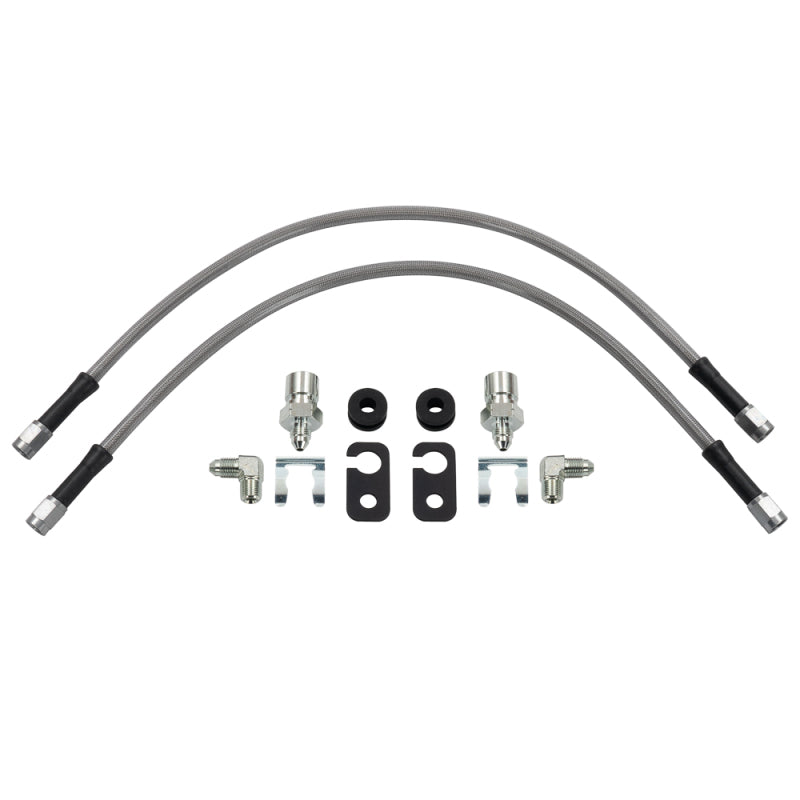 Wilwood flexline kit 18IN OAL M12X1.0 IF 90 deg 1/8-27 NPT -3 W/FLAT bracket