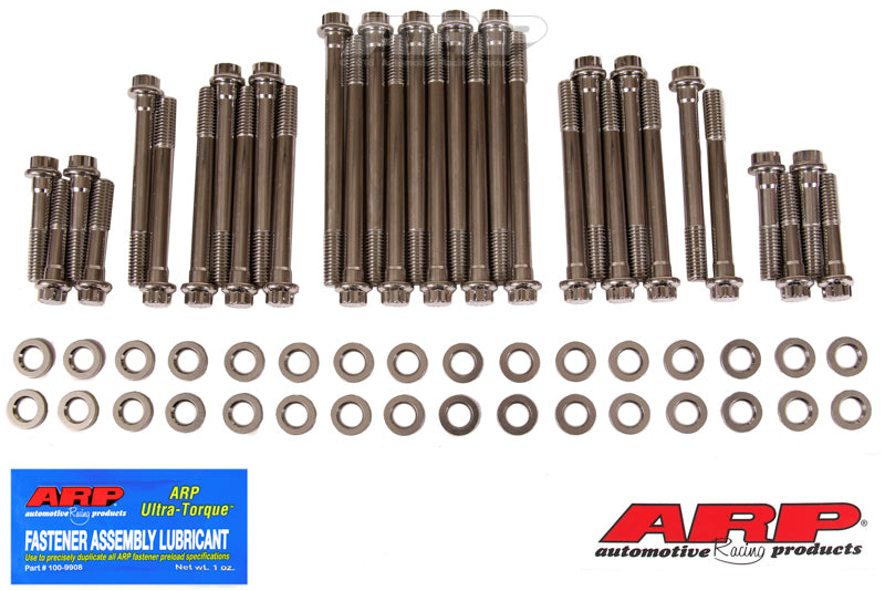 مجموعة مسامير رأس شيفروليه ARP Big Block مع رؤوس ألومنيوم Brodix مقاس 12 نقطة - من الفولاذ المقاوم للصدأ