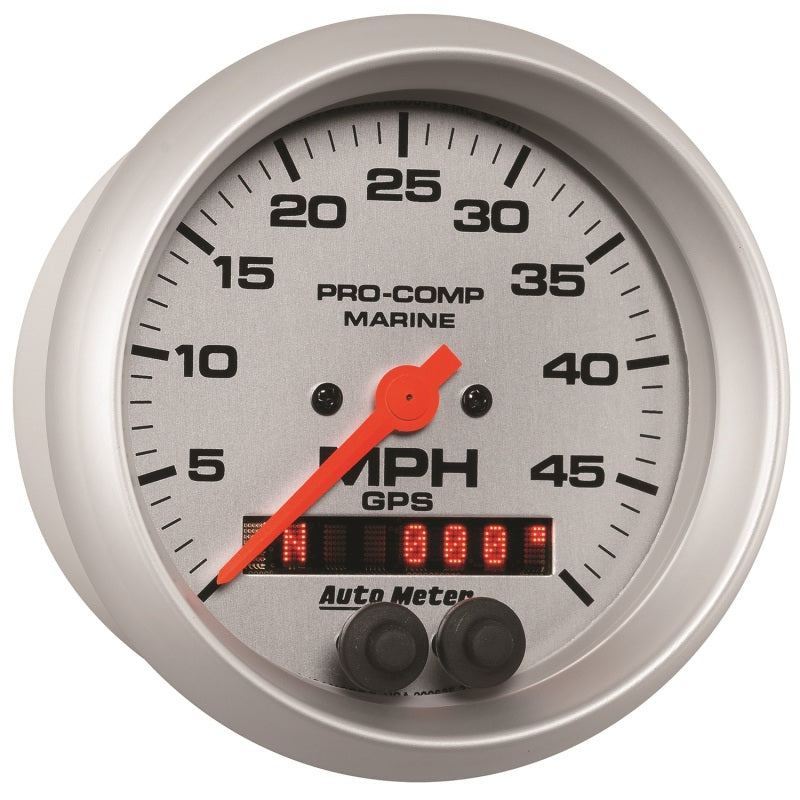 عداد سرعة Autometer Marine Silver Ultra-Lite 3-3/8 بوصة 50 ميلاً في الساعة GPS
