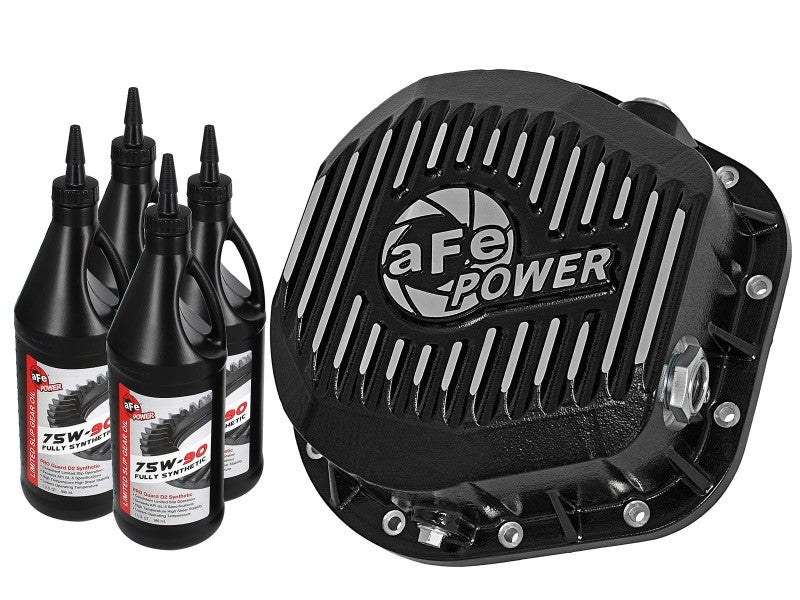 طقم غطاء ترس خلفي من سلسلة aFe Pro باللون الأسود مع زيت تروس لسيارة فورد F-250/F-350 V8 سعة 7.3 لتر/6.0 لتر/6.4 لتر/6.7 لتر، موديل 86-16