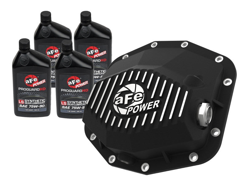 غطاء ترس خلفي أسود اللون لسيارة aFe POWER 21-22 Ram1500 TRX Hemi V8 6.2L PRO Series مع زعانف ميكانيكية وزيت تروس