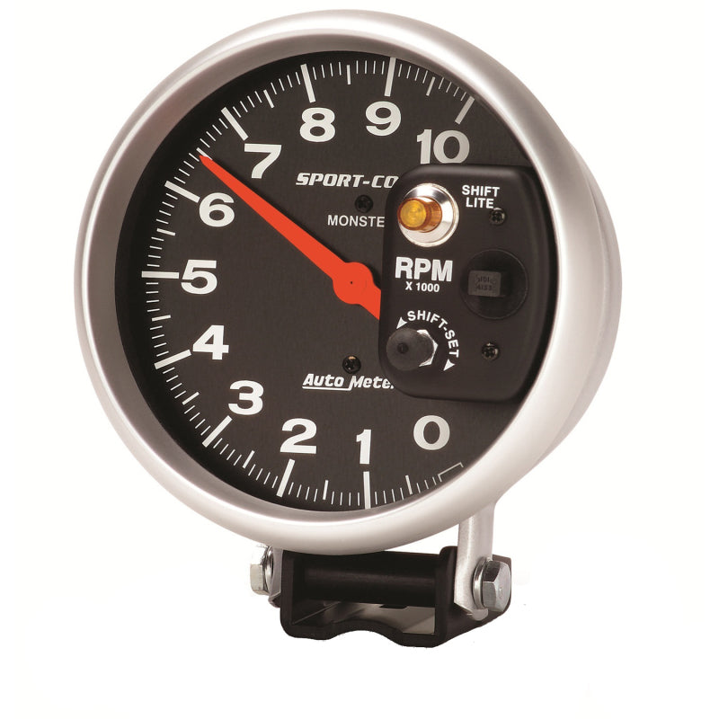 عداد سرعة الدوران Autometer Sport-Comp مقاس 5 بوصات و10,000 دورة في الدقيقة مثبت على قاعدة (Shift-Lite على درع التحكم)