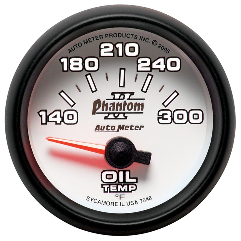 مقياس درجة حرارة الزيت الإلكتروني Autometer Phantom II قصير المدى 52 مم 140-300 درجة فهرنهايت