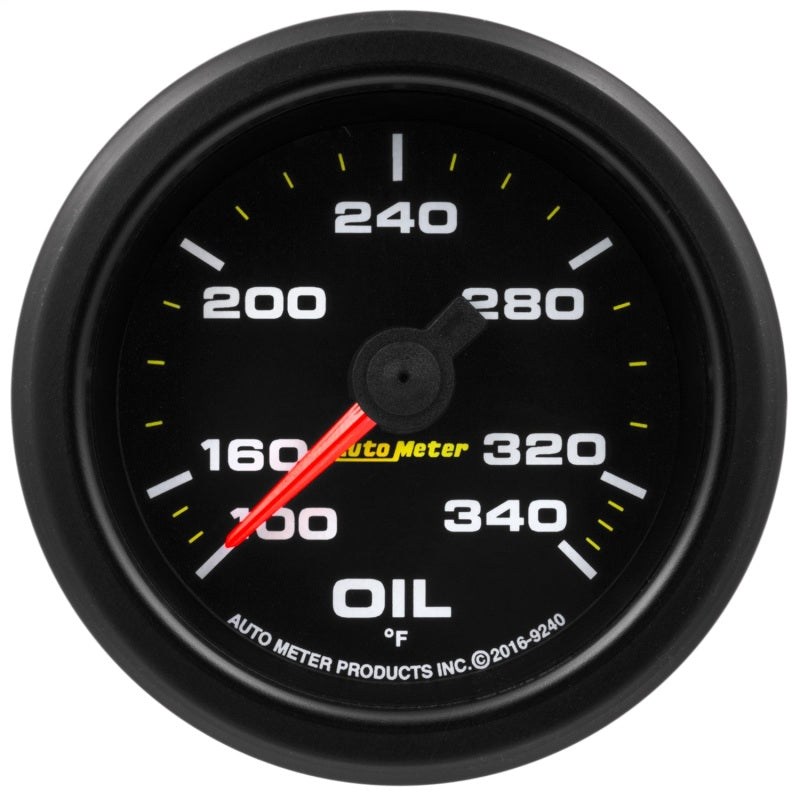مقياس درجة حرارة الزيت 340 درجة مئوية من Autometer Extreme Environment مقاس 2-1/16 بوصة مع مؤشر ذروة وتحذير