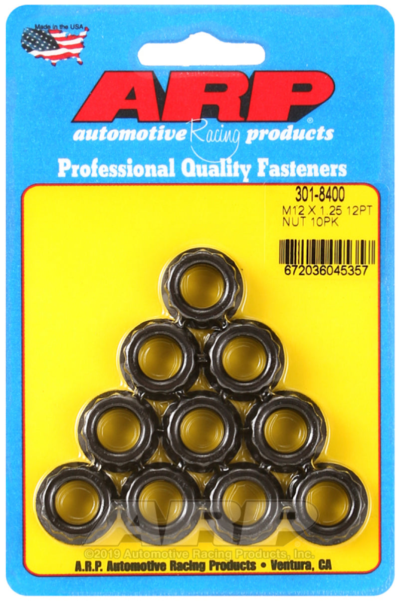 طقم صواميل ARP بمقبس 12 مم × 1.25 مم و16 مم و12 نقطة (عبوة من 10 قطع)