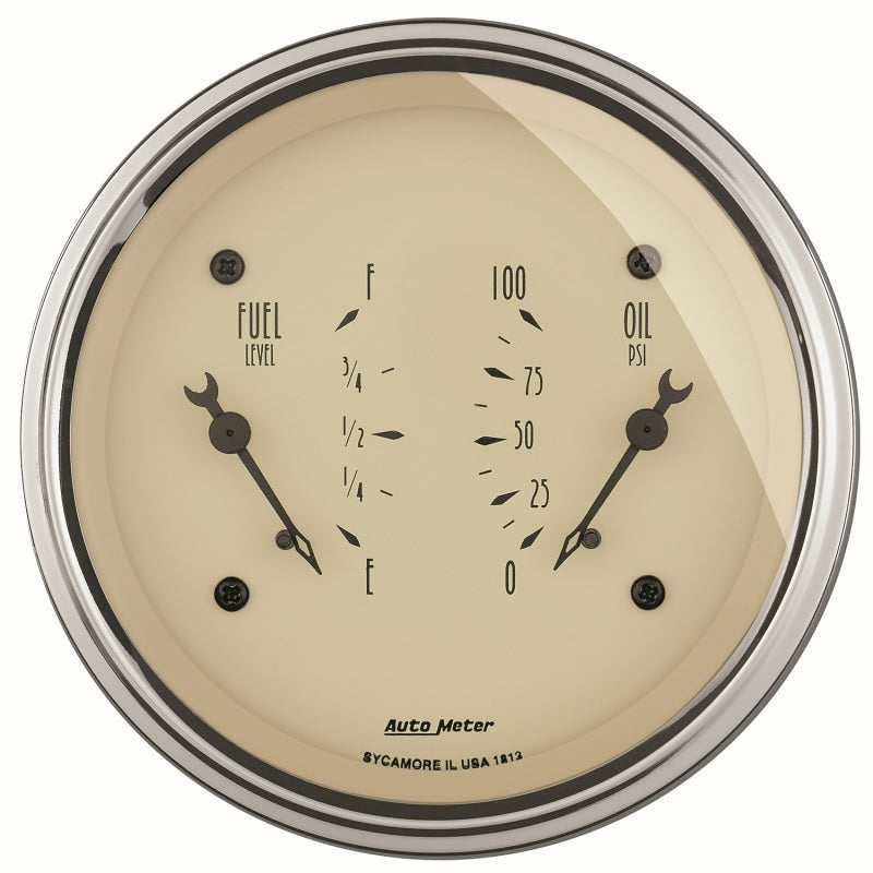 مقياس الزيت/الوقود المزدوج من AutoMeter باللون البيج العتيق