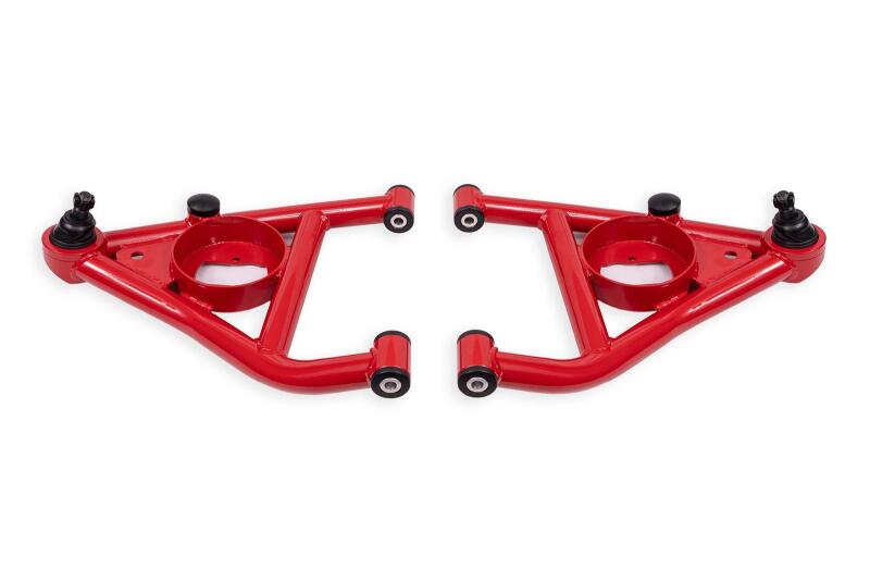 BMR 67-69 Chevrolet Camaro w/Rear Bump Stops Lower A-Arms w/ STD Ball Joint (Delrin) - Red