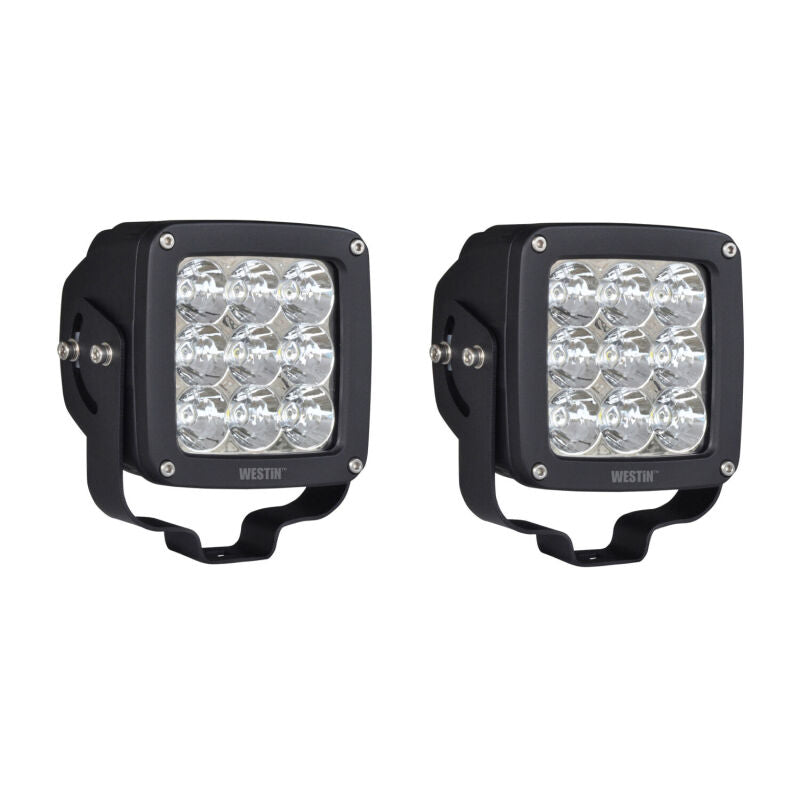 Westin Axis LED Auxiliary Light 4.5 inch x 4.5 inch Square Spot w/3W Osram (Set of 2) - Black