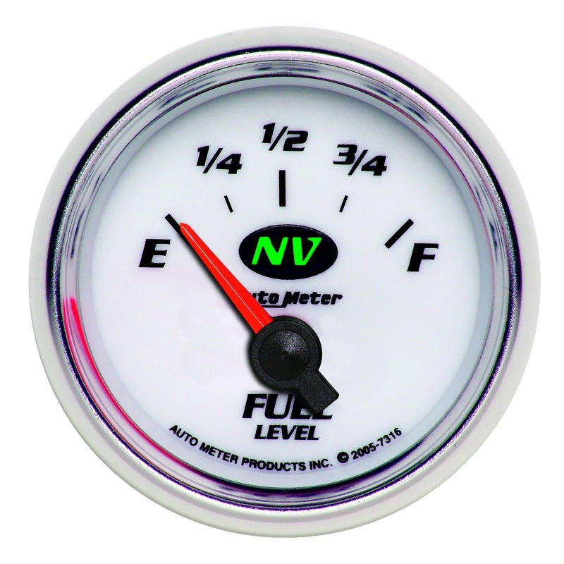 مقياس مستوى الوقود AutoMeter 2-1/16 بوصة، 240 أوم (e) إلى 33 أوم (f) Elec NV