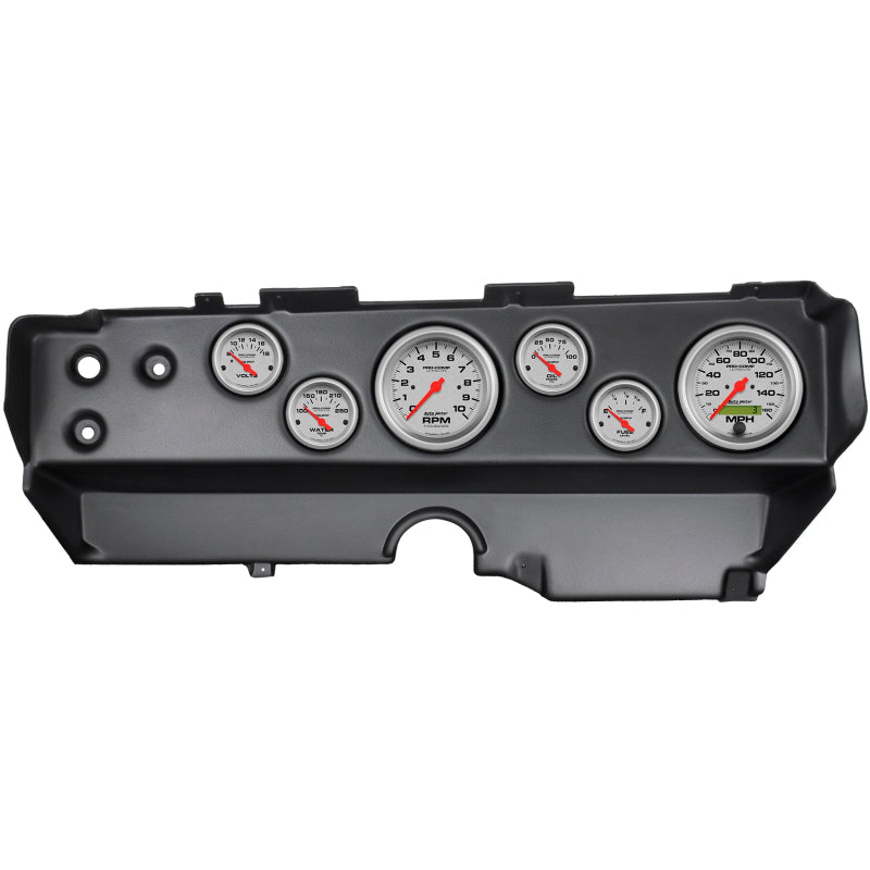 طقم لوحة القيادة Autometer Ultra-Lite 70-74 E-Body/Cuda/Challenger، 6 قطع، مقياس سرعة الدوران/ميل في الساعة/الوقود/الزيت/WTMP/الفولت