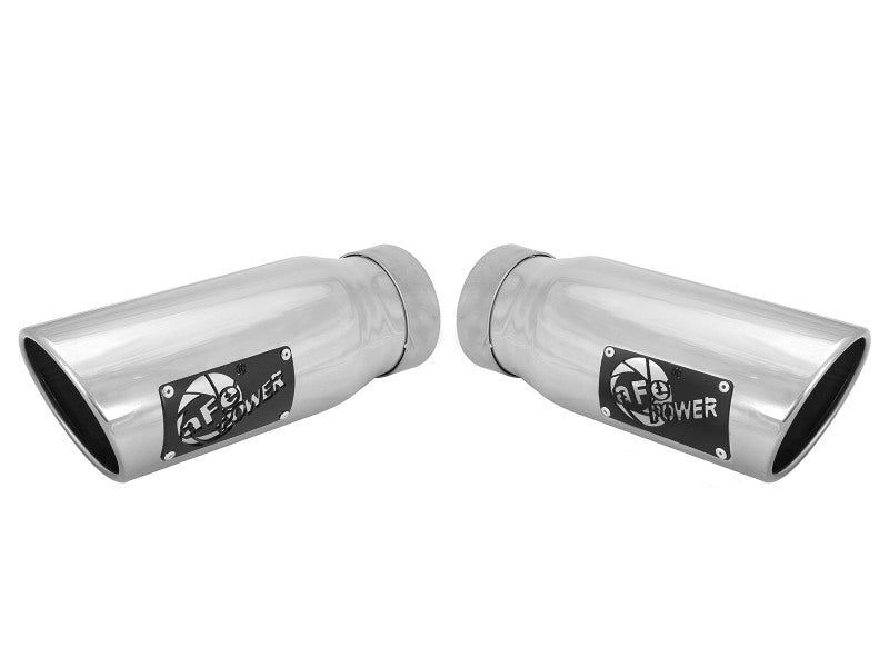 طرف عادم مصقول من الفولاذ المقاوم للصدأ aFe MACHForce-XP 304 مقاس 3.5 بوصة × 4.5 بوصة للخارج × 12 بوصة للطول بمشبك