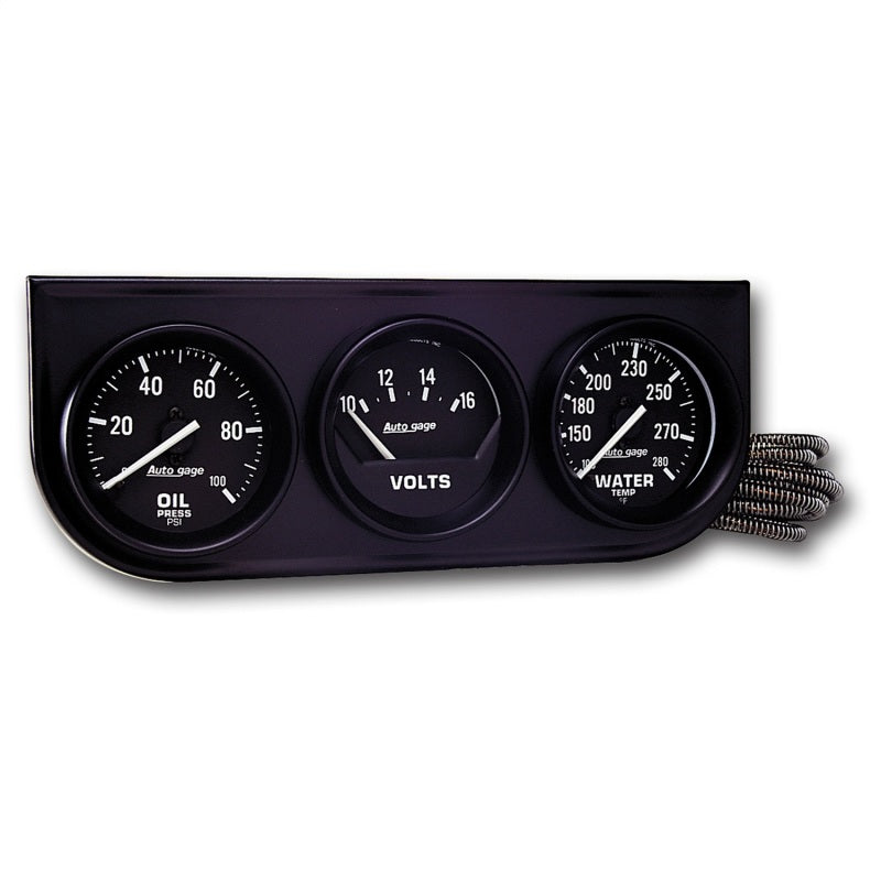 وحدة تحكم Autometer AutoGage ثلاثية المقاييس 52.4 مم ميكانيكية 0-100 رطل لكل بوصة مربعة مكبس زيت/ 10-16 فولت / 130-280 درجة مئوية درجة حرارة الماء